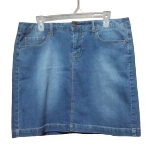 JW Low-Rise Embroidered Denim Skirt.